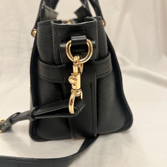 Coach Swagger 27 Carryall Satchel Bag Black Pebbled Leather Purse Gold Hardware - Picture 6 of 14
